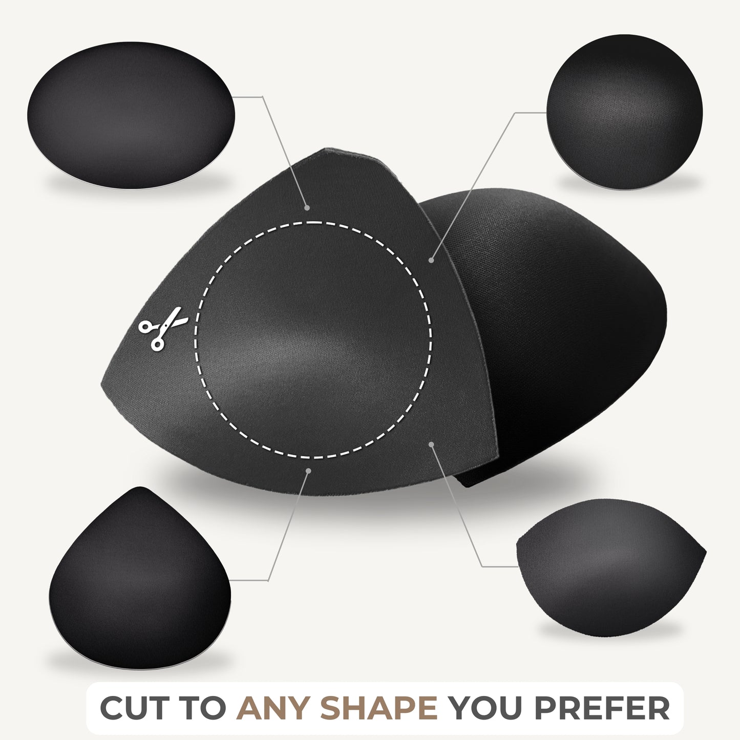Almohadillas de inserción para copas de sujetador triangulares - Negro