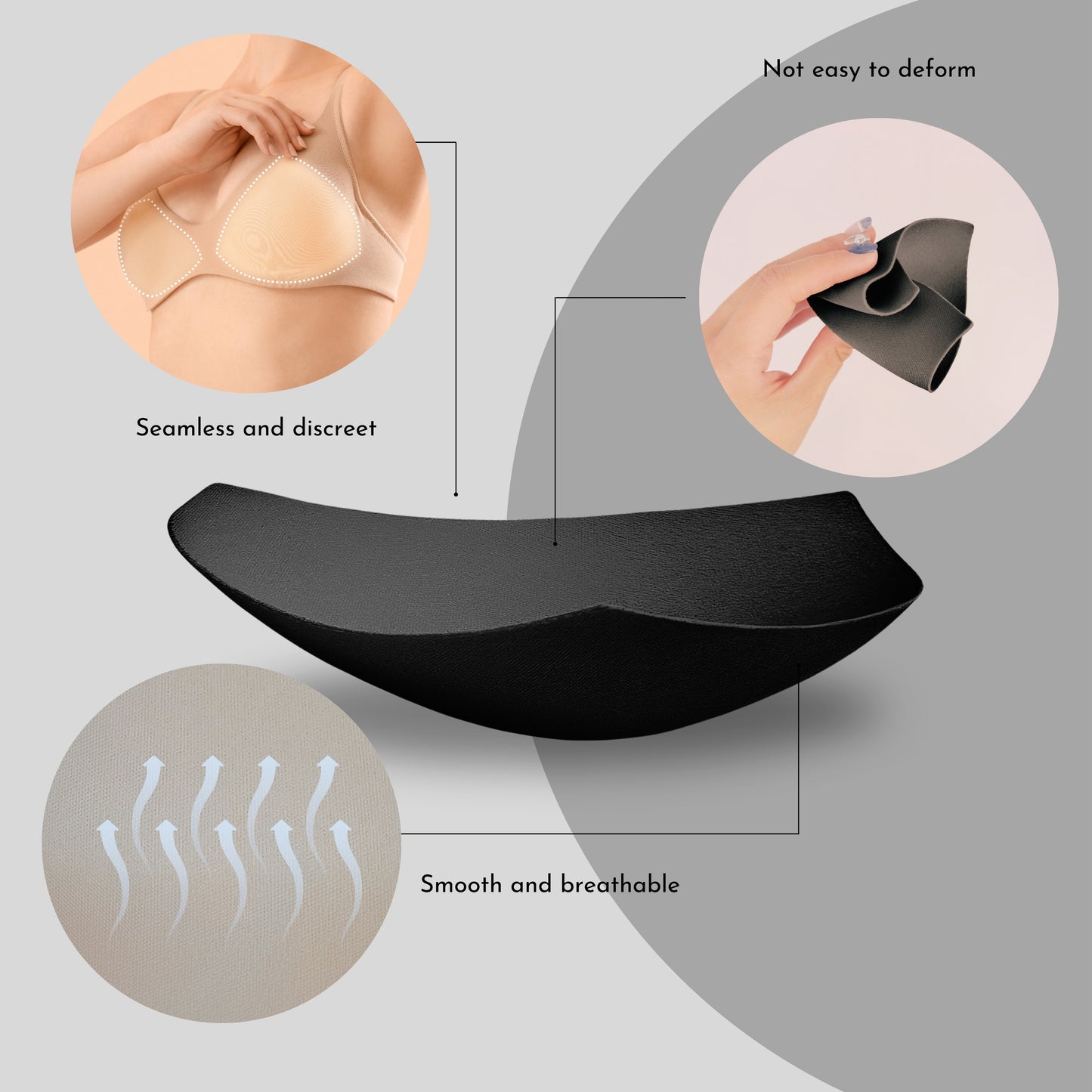 Almohadillas de inserción para copas de sujetador triangulares - Negro