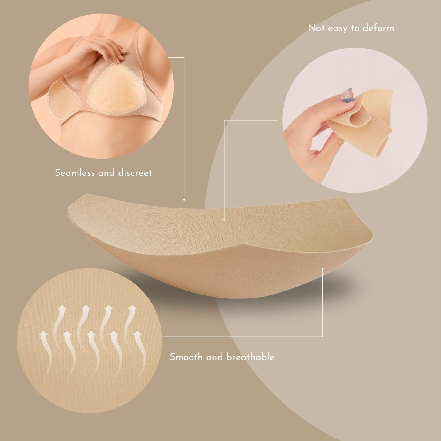 Triangle Bra Cup Insert Pads - Beige